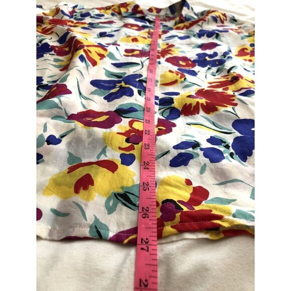 Vintage Ann Tjian for Kenar Shirt Women's M Floral 100% Silk Button-up Colorful - Picture 7 of 7